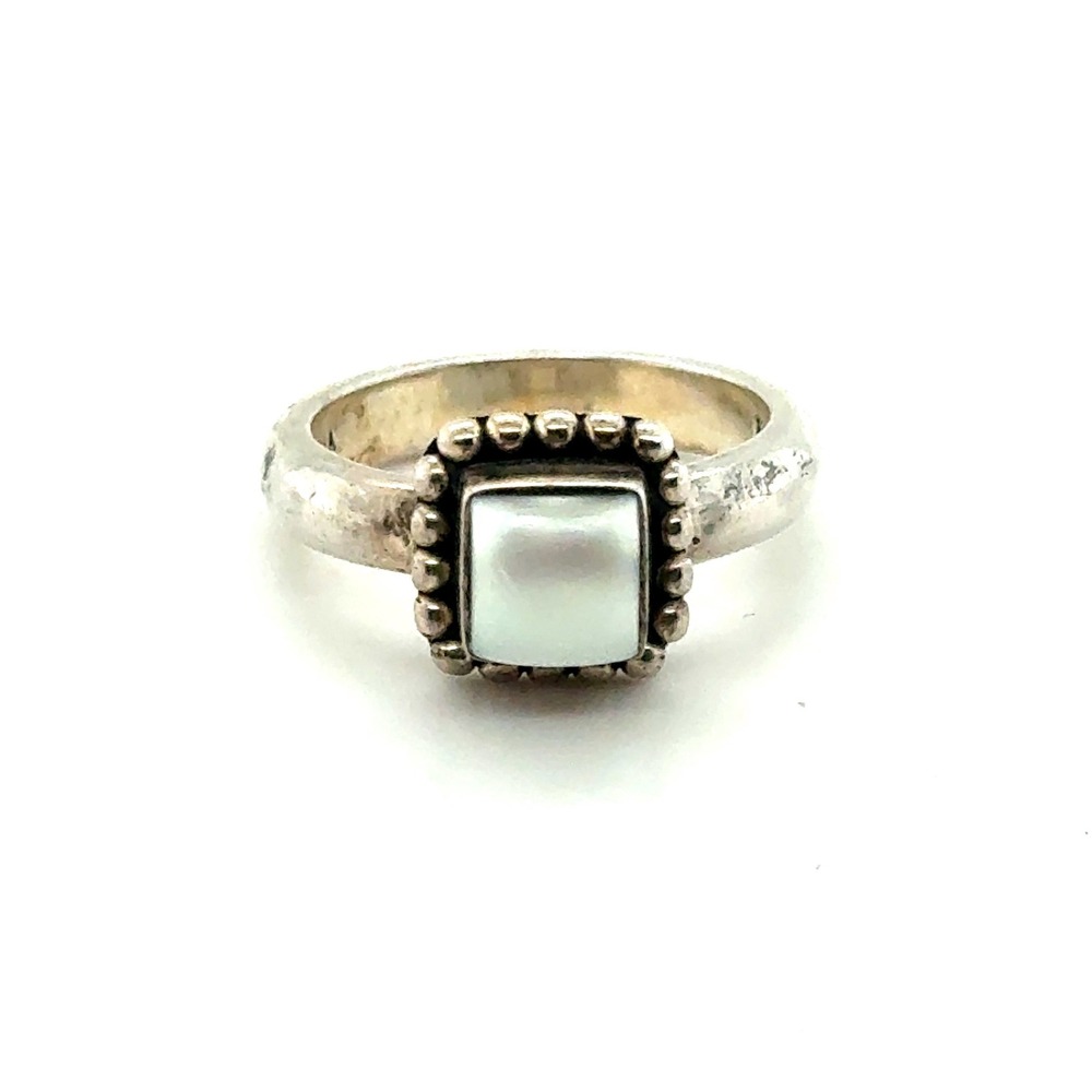 Silpada Sterling Silver Mother‎ of Pearl Square Beaded Ring Size 7 India